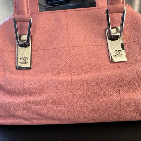 CHANEL Coco Mark Chocolate Bar Logo Caviar Skin Handbag - Picture 5 of 13